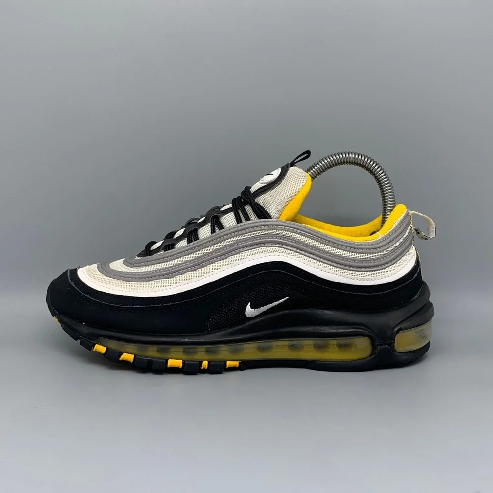Nike Air Max 97 Black Yellow Running Shoes 921522-005 Men’s Sz 6Y Women's Sz 7.5